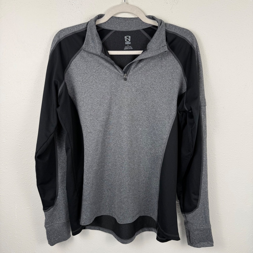 Noble Outfitters Mens XL Gray‎ Black Colorblock 1/4 Zip Performance Pullover Top